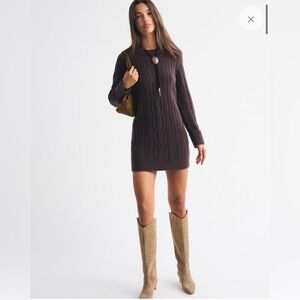 NWOT The A&F Brown Madeline Cable Mini Sweater Dress size XS